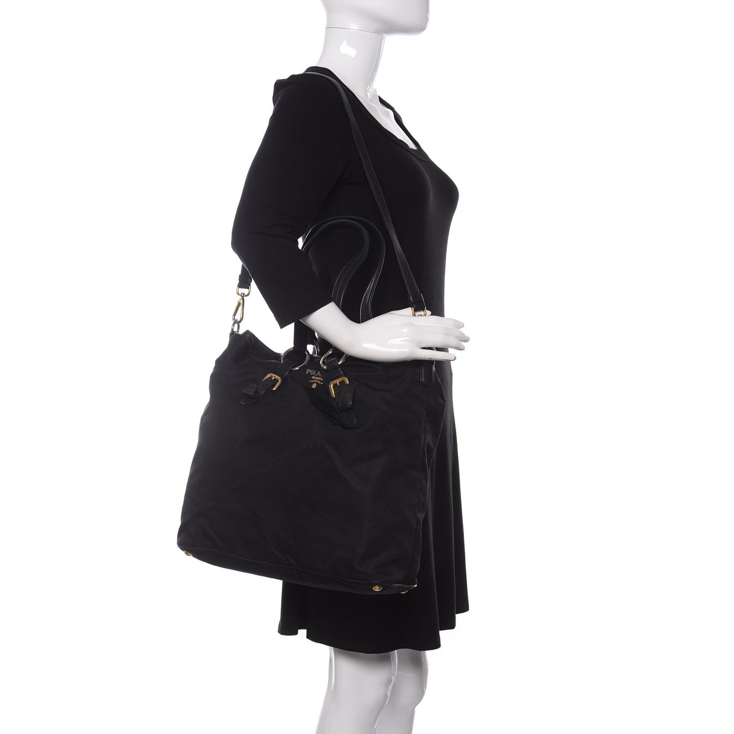 Saffiano Tessuto Nylon Tote Black