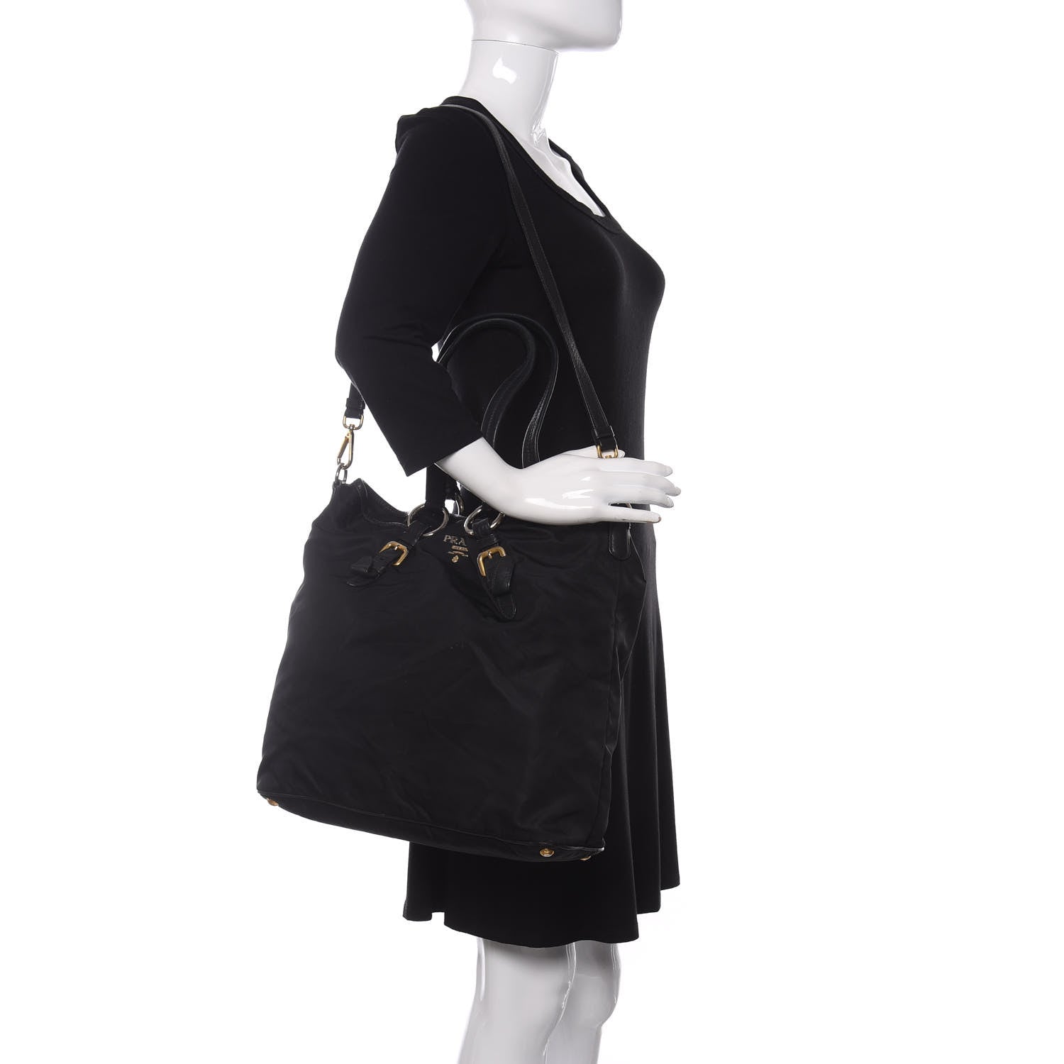 Prada Saffiano Tessuto Nylon Tote Black 2 of 13