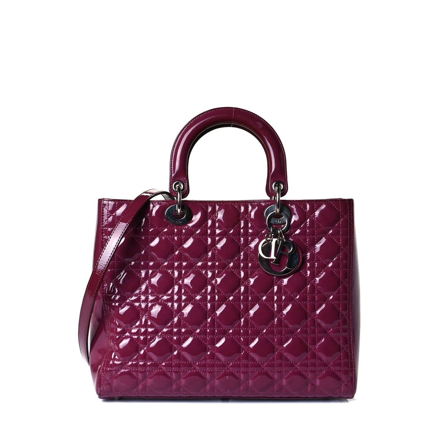 Patent Cannage Large Lady Dior Dark Pink