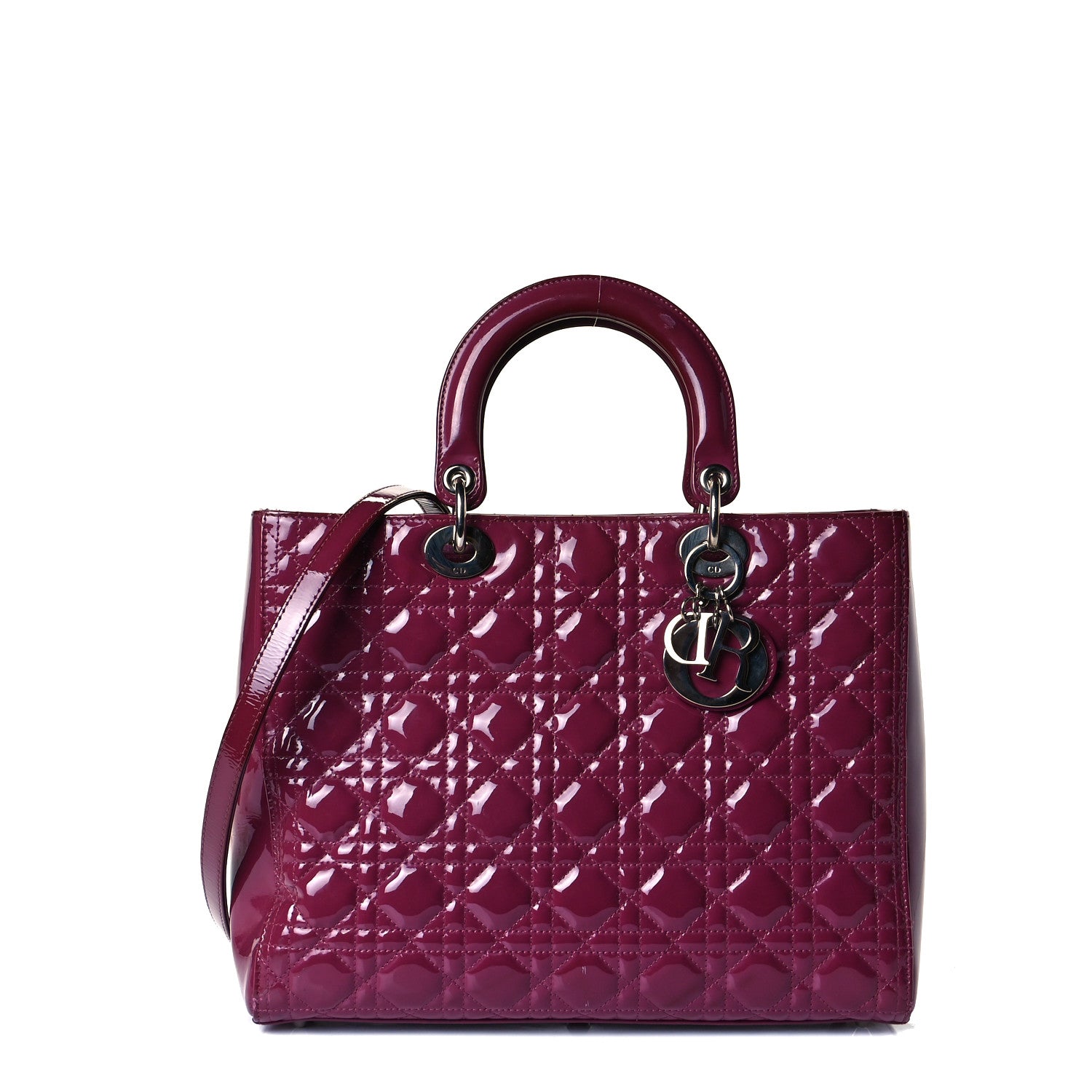Christian Dior Patent Cannage Large Lady Dior Dark Pink 1 of 8