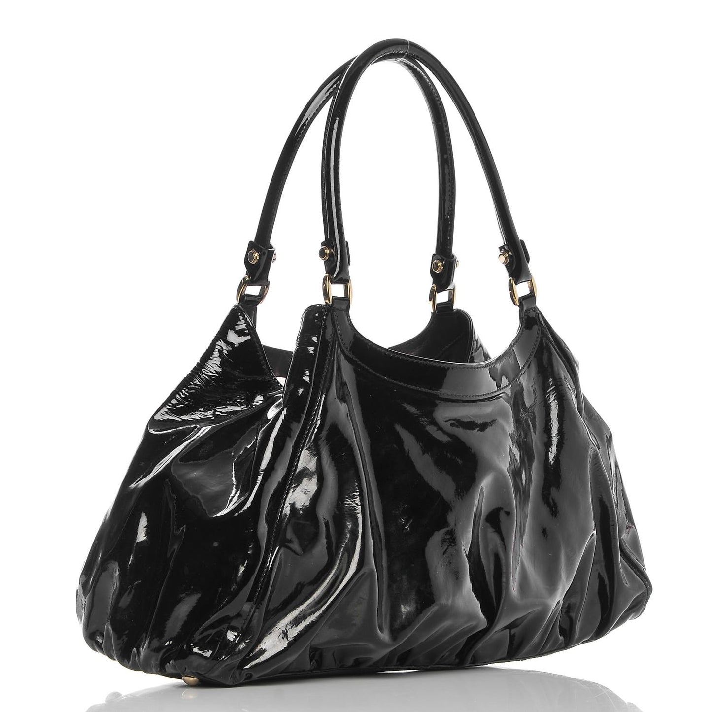 Patent Large D Ring Tote Black