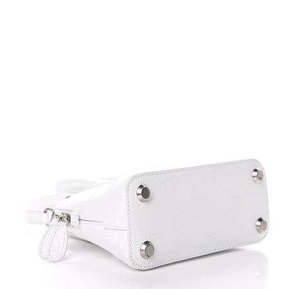Balenciaga Calfskin Crocodile Embossed XXS Ville Top Handle Bag White Black 4 of 11
