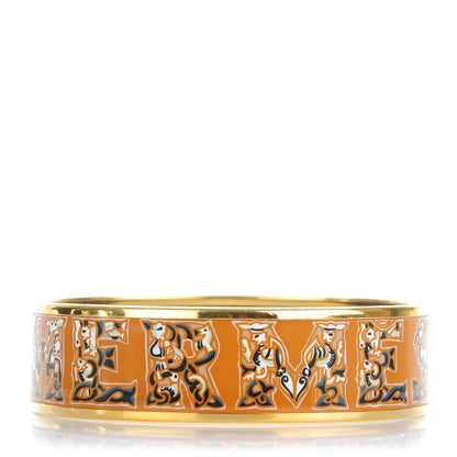 Hermes Enamel Printed Alphabet Russe Wide Bracelet 70 Potiron 1 of 6