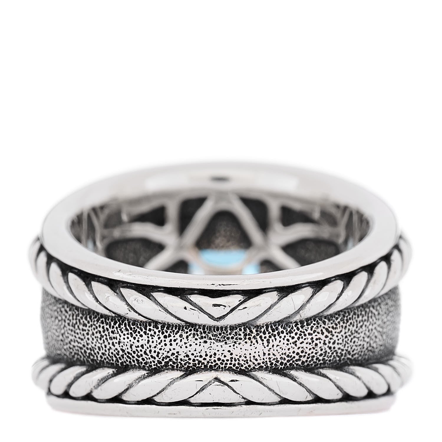 David Yurman Sterling Silver 14K Yellow Gold Blue Topaz Renaissance Ring 55 7.25 4 of 5