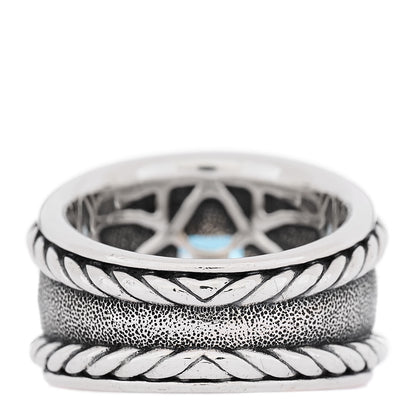 David Yurman Sterling Silver 14K Yellow Gold Blue Topaz Renaissance Ring 55 7.25 4 of 5