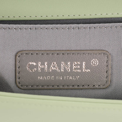 Chanel Calfskin Chevron Quilted Medium Boy Flap Light Green 6 of 7