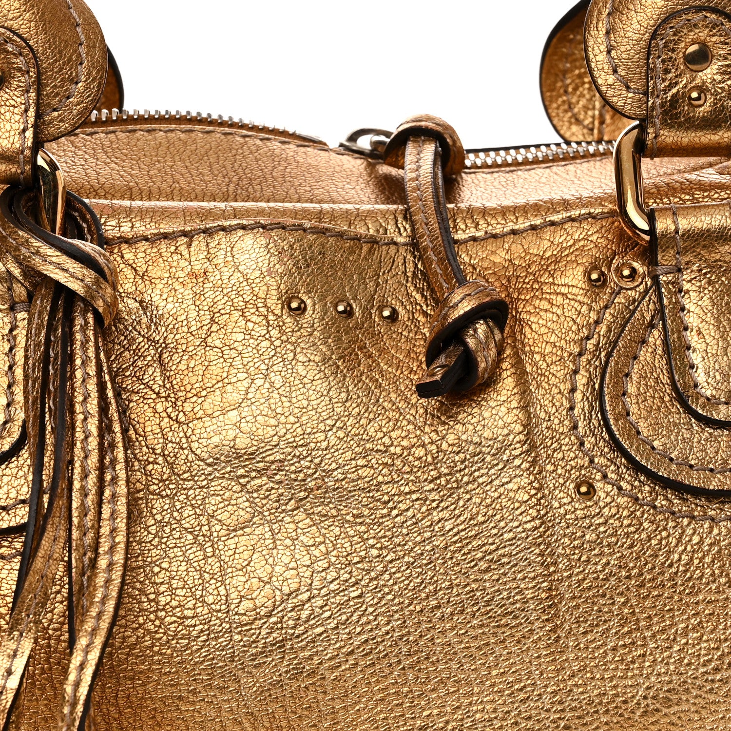Chloe Metallic Calfskin Crystal Paddington Satchel Gold 8 of 19