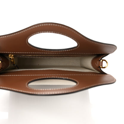 Burberry Canvas Smooth Calfskin Two Tone Mini Pocket Bag Natural Malt Brown 4 of 7