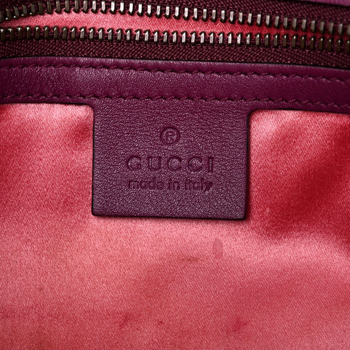 Velvet Matelasse Small GG Marmont Shoulder Bag Fuchsia Violet Cyclamen