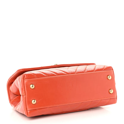 Chanel Calfskin Chevron Quilted Mini Coco Handle Flap Orange 4 of 10