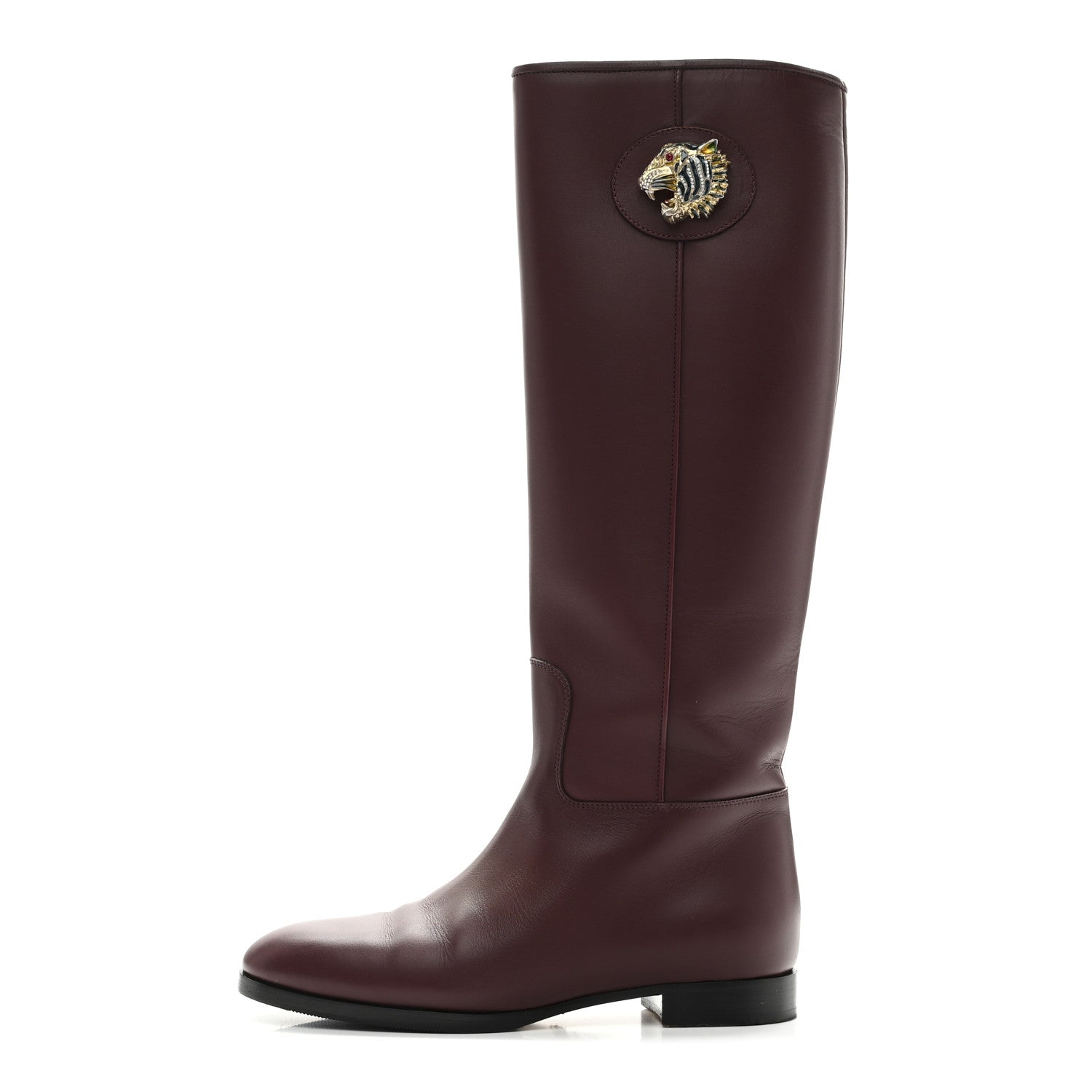Gucci Calfskin Rajah Tall Boots 35 Burgundy 1 of 10
