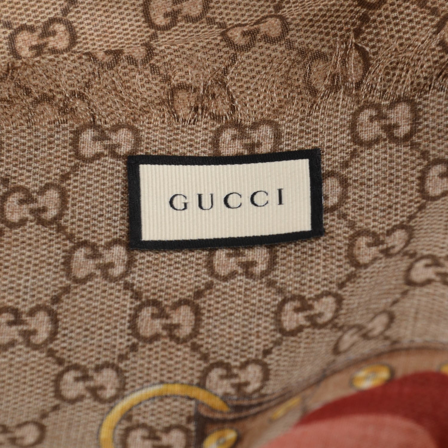 Gucci Wool Jacquard GG Monogram Big Panshie Fringe Shawl Sun Beige 4 of 6
