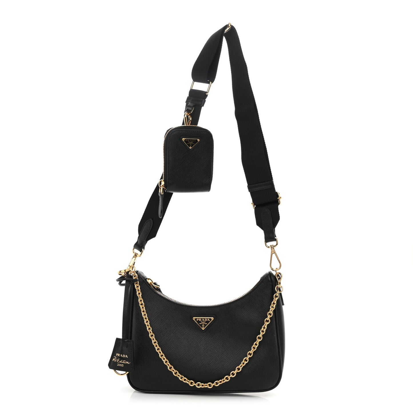 Saffiano Lux Re-Edition 2005 Shoulder Bag Black