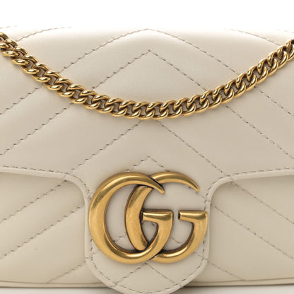 Gucci Calfskin Matelasse Super Mini GG Marmont Shoulder Bag White 8 of 10