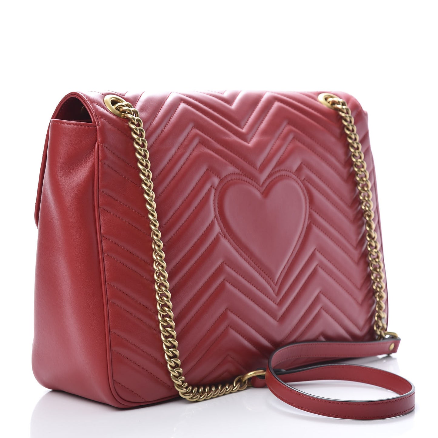 Calfskin Matelasse Large GG Marmont Shoulder Bag Hibiscus Red