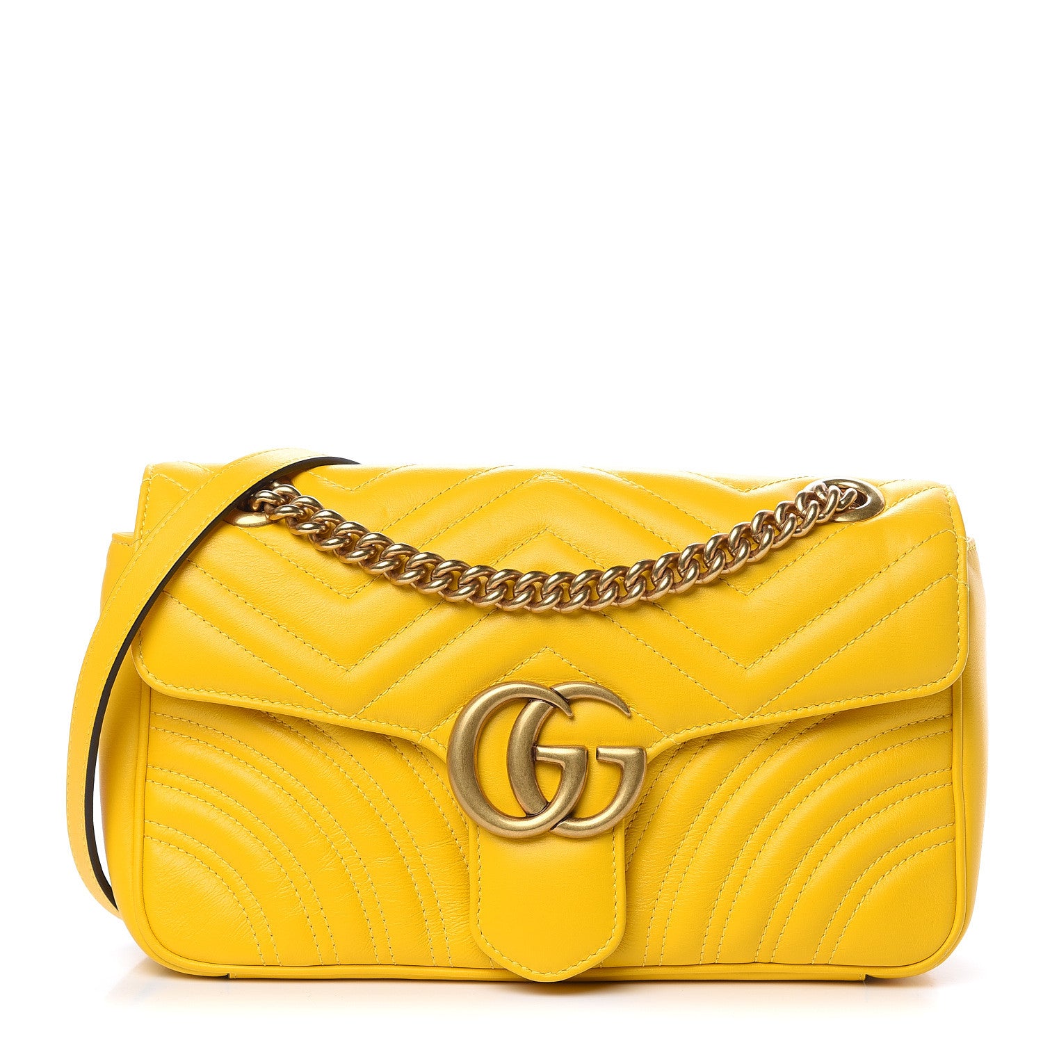 Gucci Calfskin Matelasse Small GG Marmont Shoulder Bag Stone Topaz 1 of 9