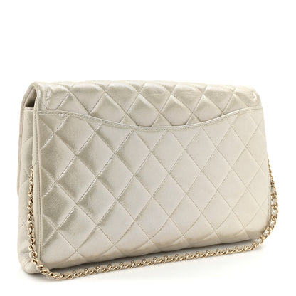 Chanel Iridescent Calfskin Quilted Clutch With Chain Flap Light Gold 3 of 12