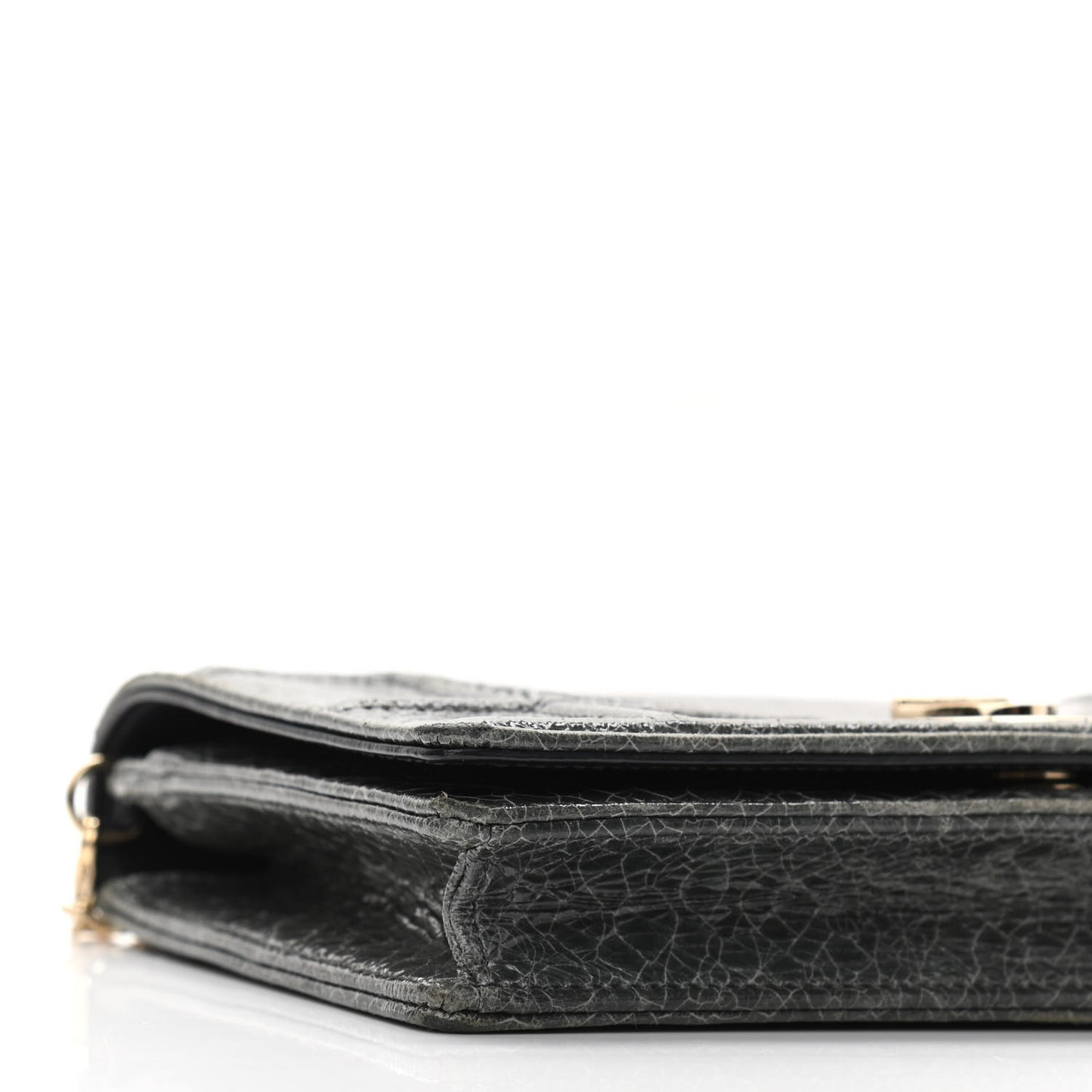 Ceramic Effect Deerskin Bag Wallet on Chain Dark Grey