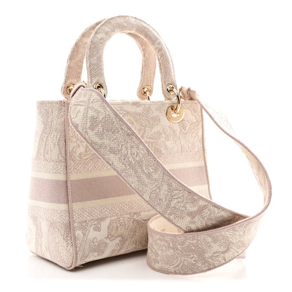 Christian Dior Canvas Toile De Jouy Reverse Embroidered Medium Lady D-Lite Rose 4 of 23