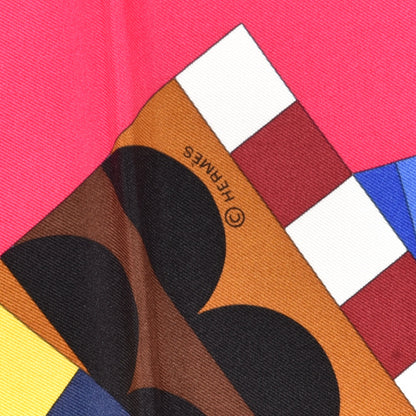 Hermes Silk Cheval De Fete Scarf 90 Fuchsia Rouge Multicolor 3 of 6