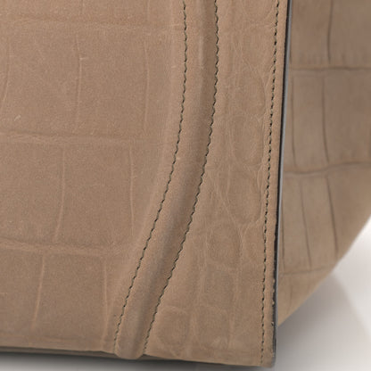 Celine Crocodile Embossed Nubuck Medium Phantom Luggage Beige 11 of 25