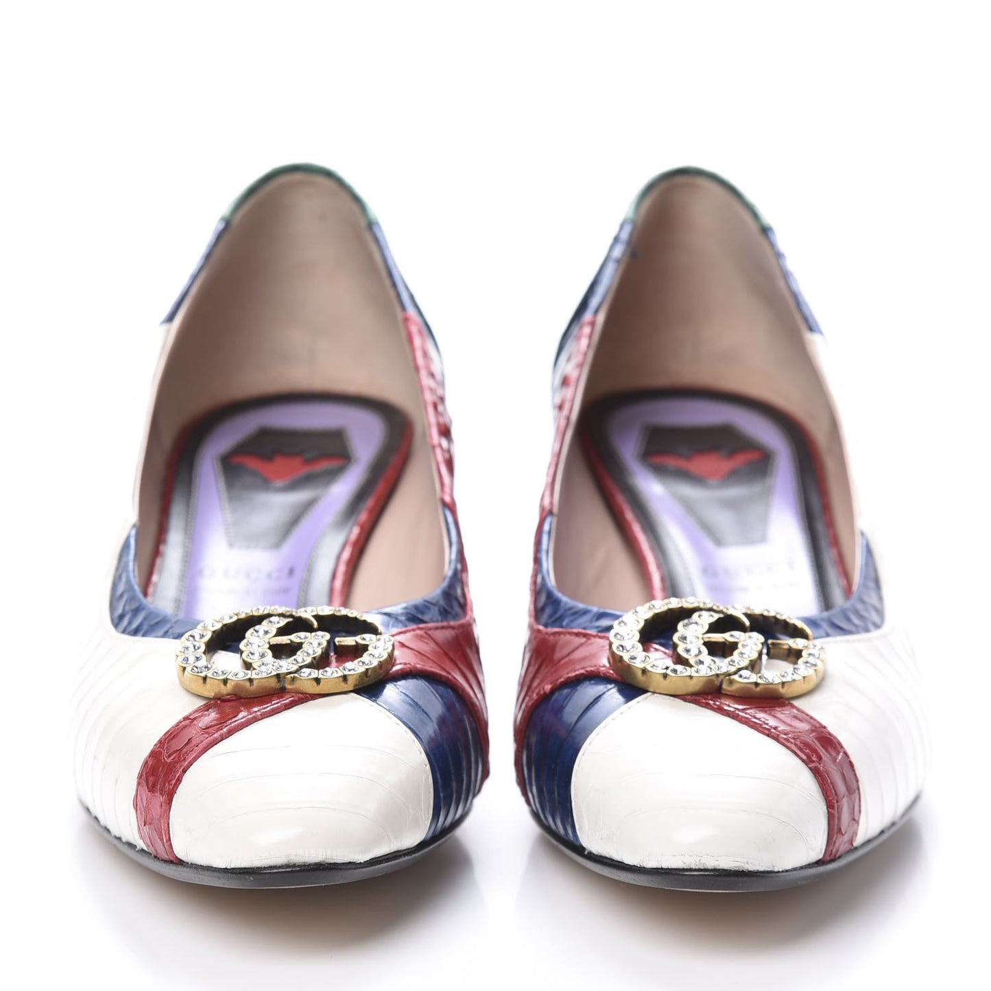 Snakeskin Crystal Double G Pumps 37 Multicolor