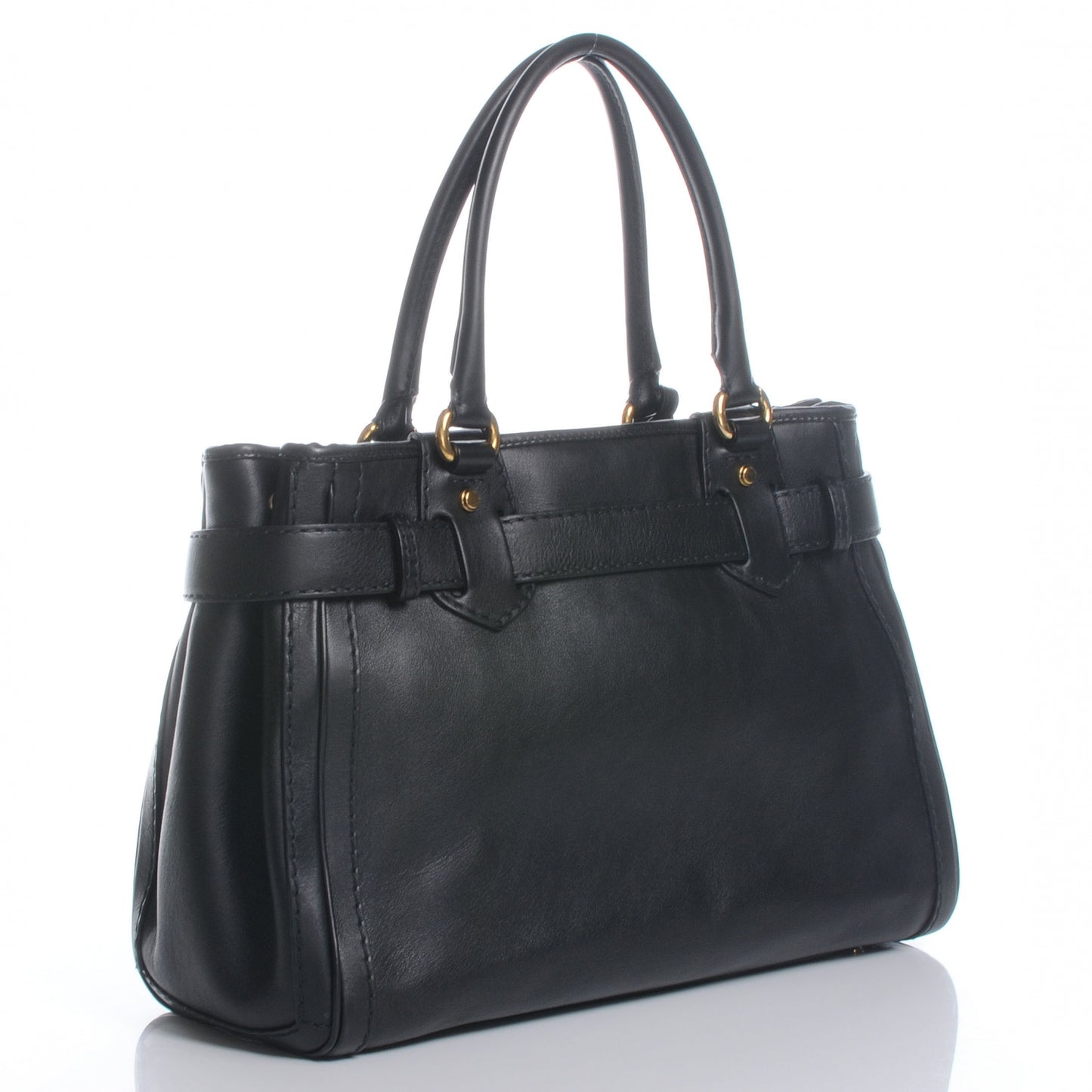 Leather Medium GG Running Tote Black
