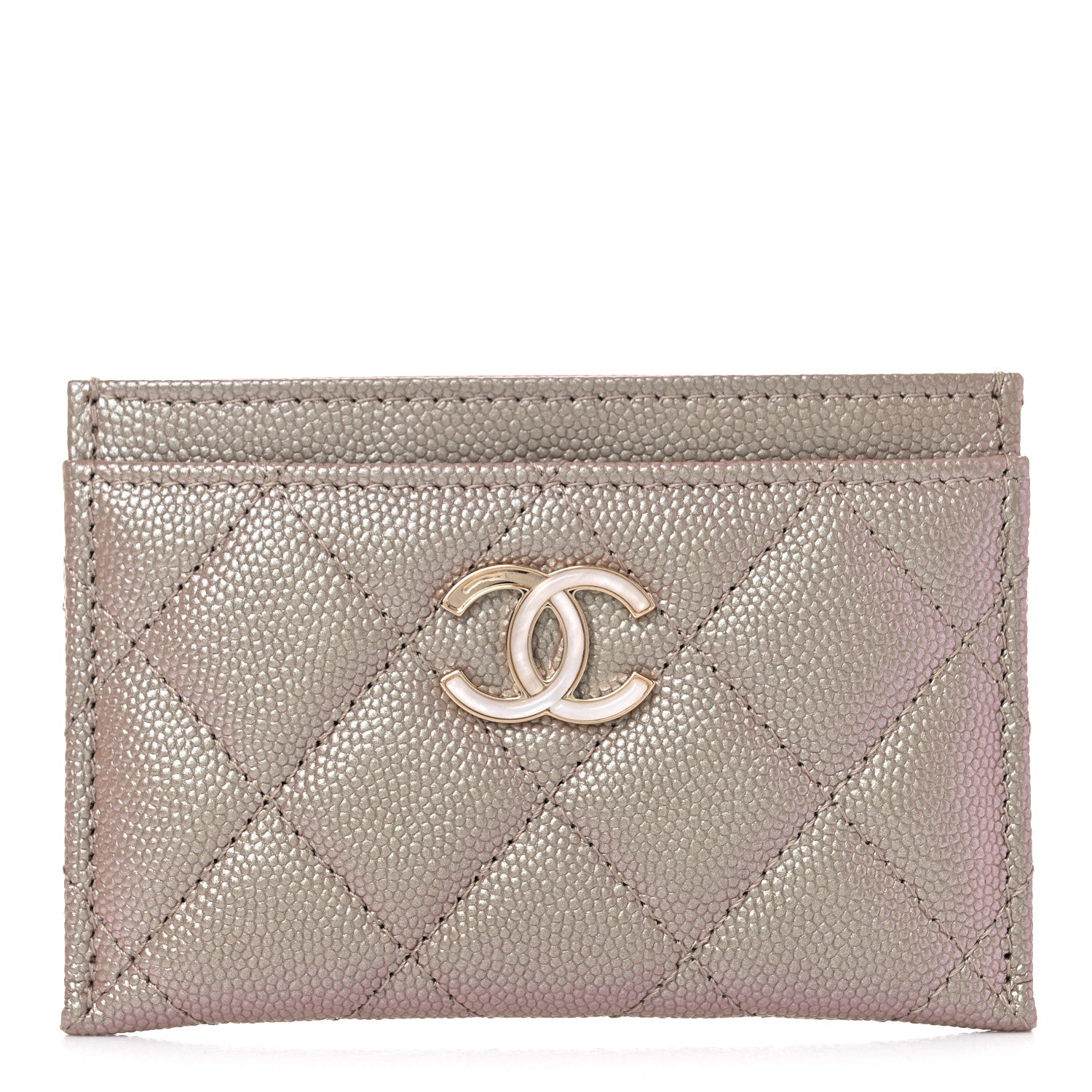 Chanel Iridescent Caviar Quilted Card Holder Beige 1 of 10