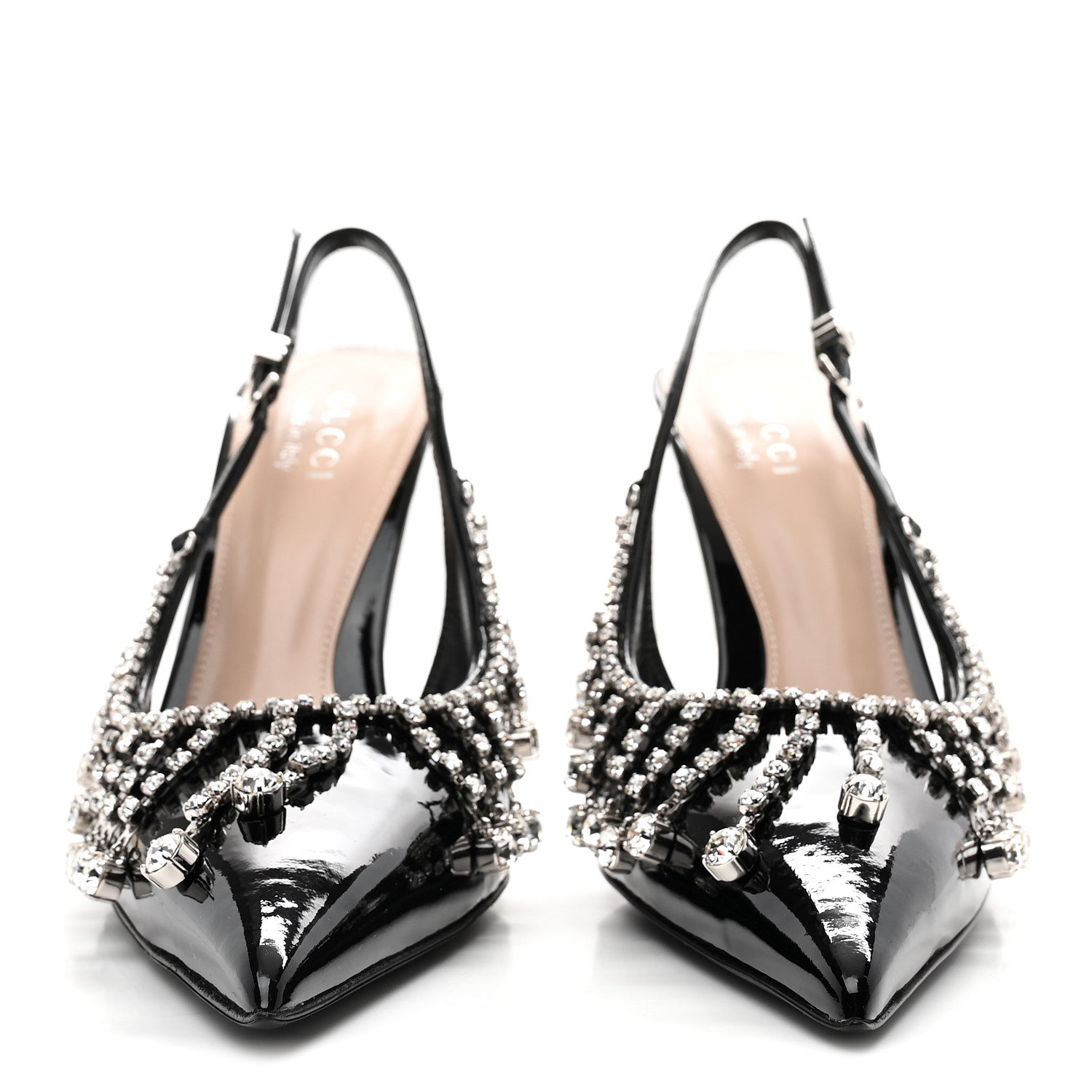 Gucci Vernice Crystal Embellished Guinevere Slingback Pumps 37