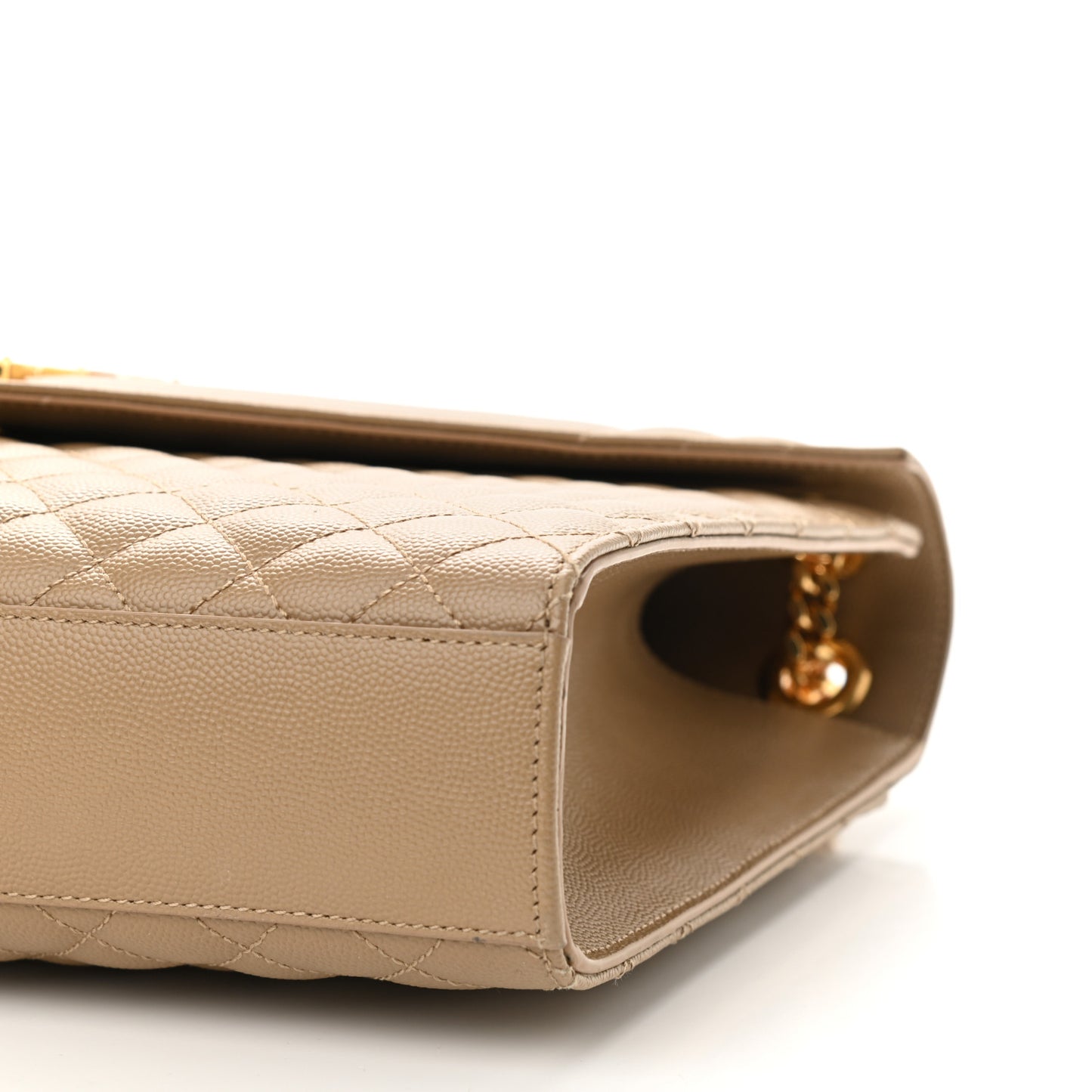 Grain De Poudre Textured Mixed Matelasse Triquilt Large Monogram Satchel Natural Tan