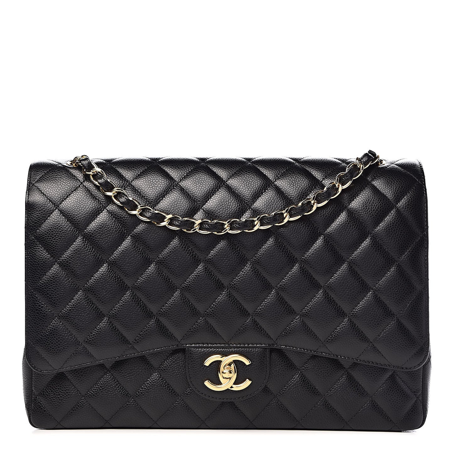 Caviar Quilted Maxi Double Flap Black