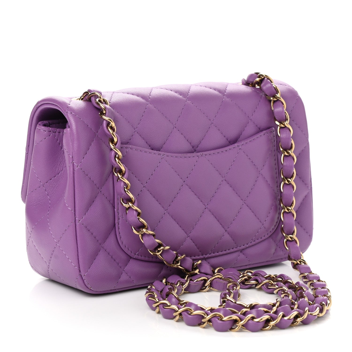 Chanel Lambskin Quilted Mini Rectangular Flap Purple 3 of 11