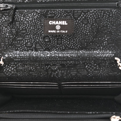 Chanel Lace Goatskin Wallet On Chain WOC Black 5 of 10