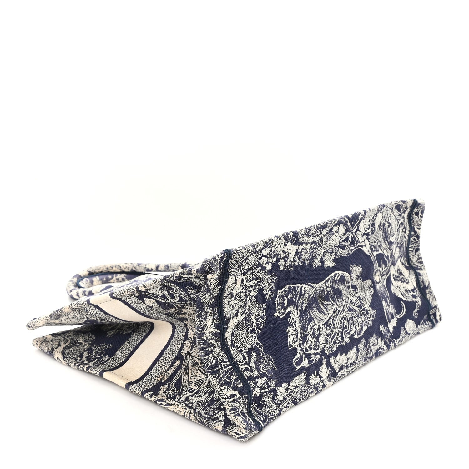 Christian Dior Canvas Embroidered Large Dioriviera Toile De Jouy Reverse Book Tote Blue 4 of 10