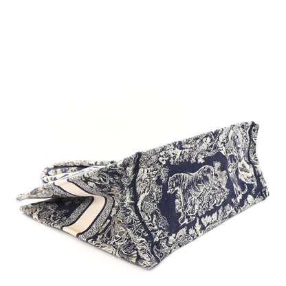 Christian Dior Canvas Embroidered Large Dioriviera Toile De Jouy Reverse Book Tote Blue 4 of 10