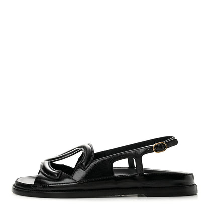 Chanel Crumpled Shiny Lambskin CC Cut Out Dad Sandals 40 Black 1 of 11