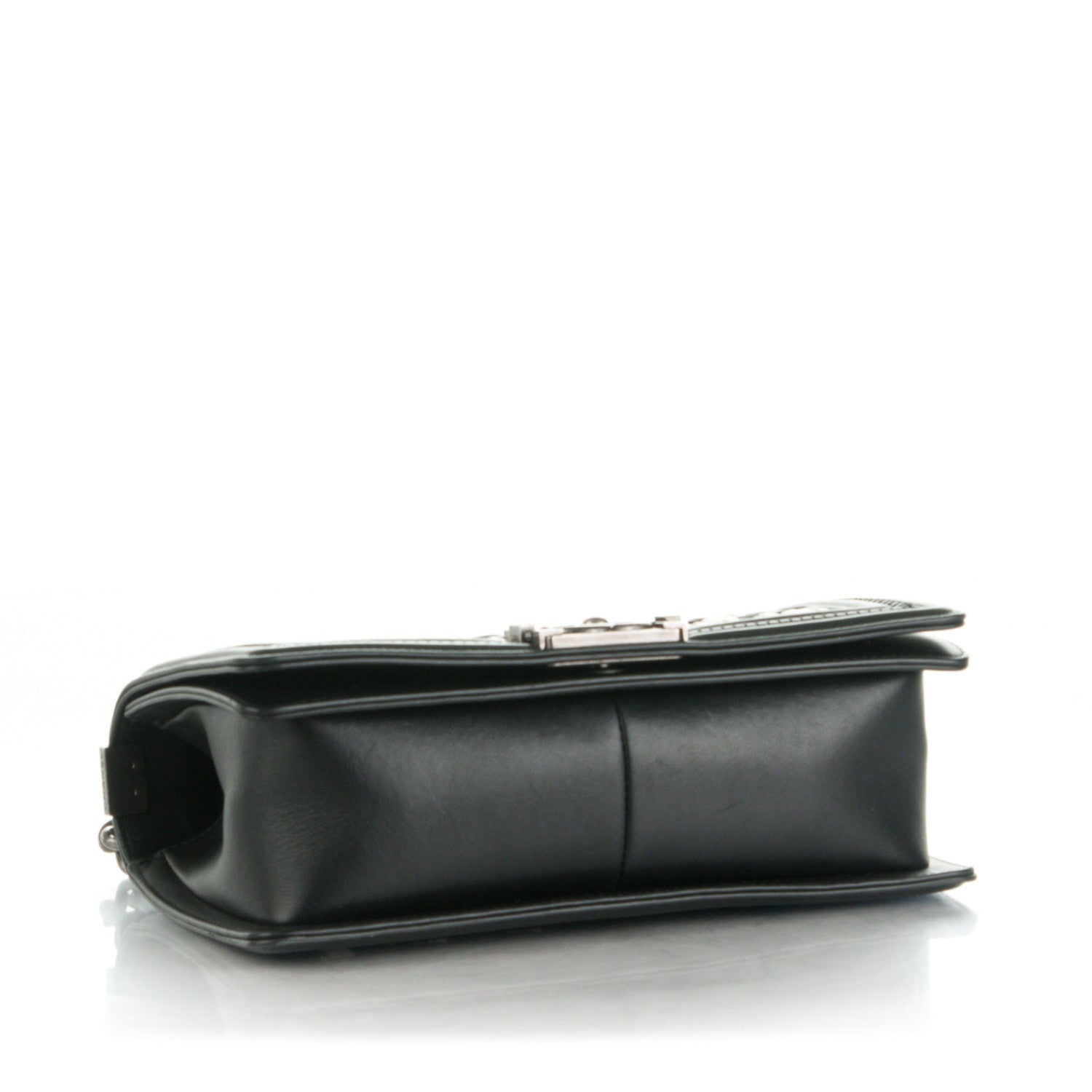 Chanel Calfskin Woven Medium Boy Flap Black White 5 of 9