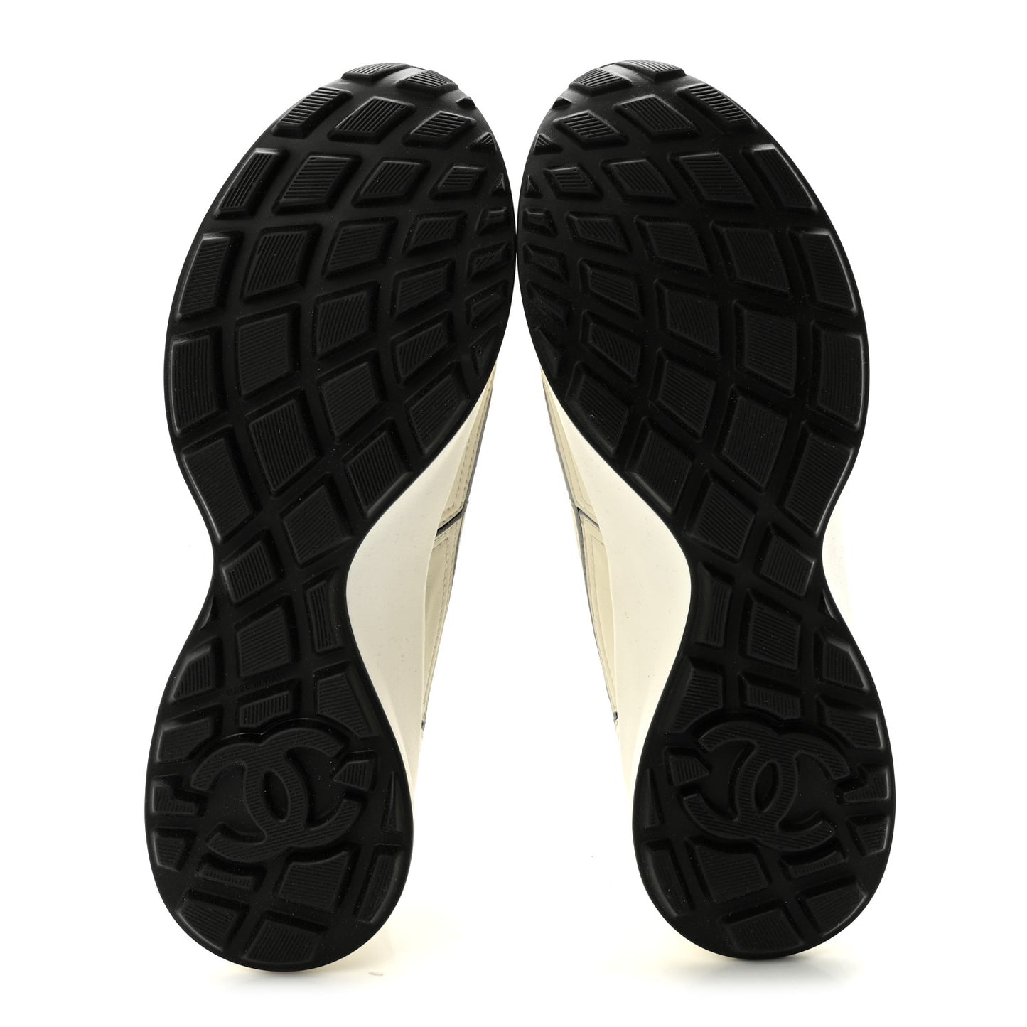 Calfskin Mixed Fibers CC Sneakers 39.5 Ivory Black