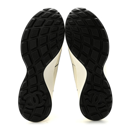 Chanel Calfskin Mixed Fibers CC Sneakers 39.5 Ivory Black 6 of 10