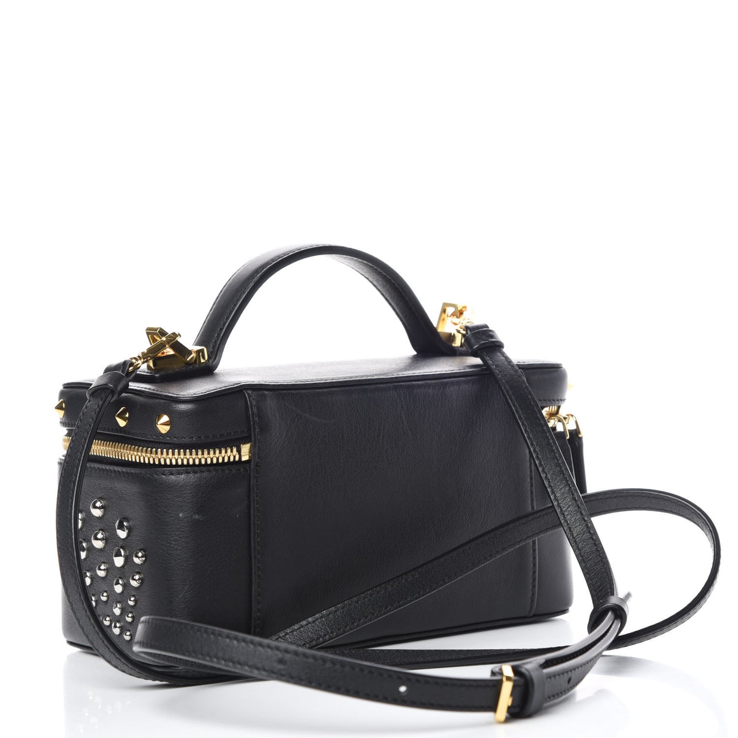 Calfskin Studded Rockstar Vanity Case Black