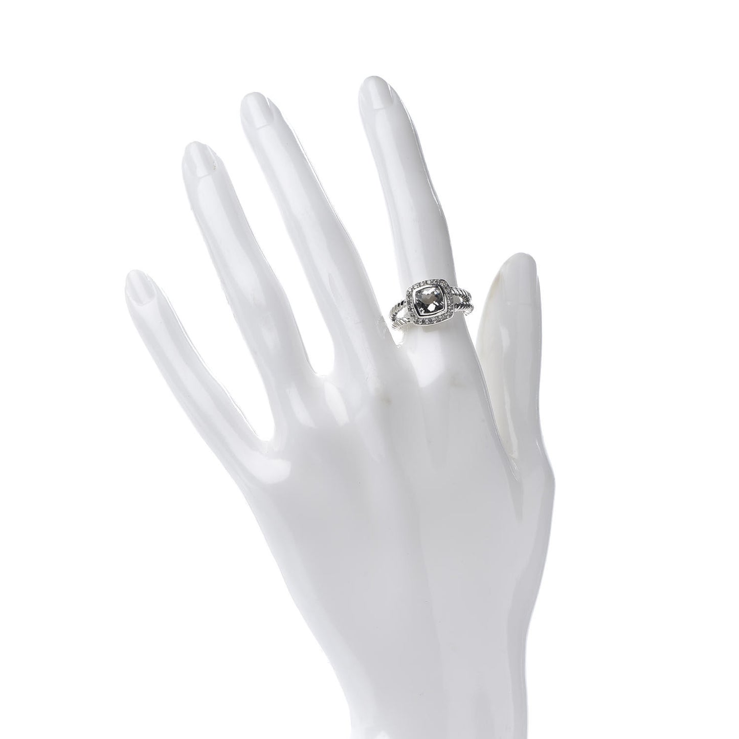 Sterling Silver Diamond White Topaz 7mm Petite Albion Ring 50 5.5