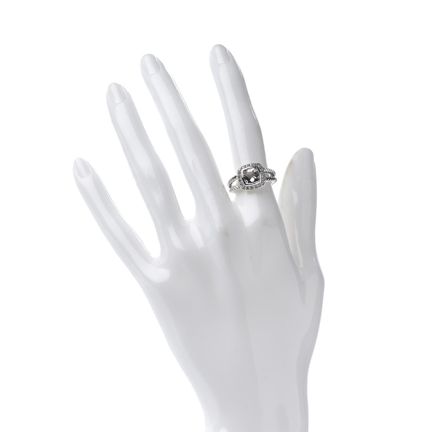 David Yurman Sterling Silver Diamond White Topaz 7mm Petite Albion Ring 50 5.5 2 of 4