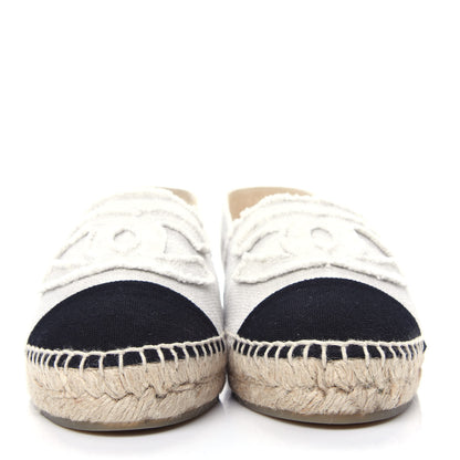 Chanel Linen CC Espadrilles 38 Beige Black 2 of 12