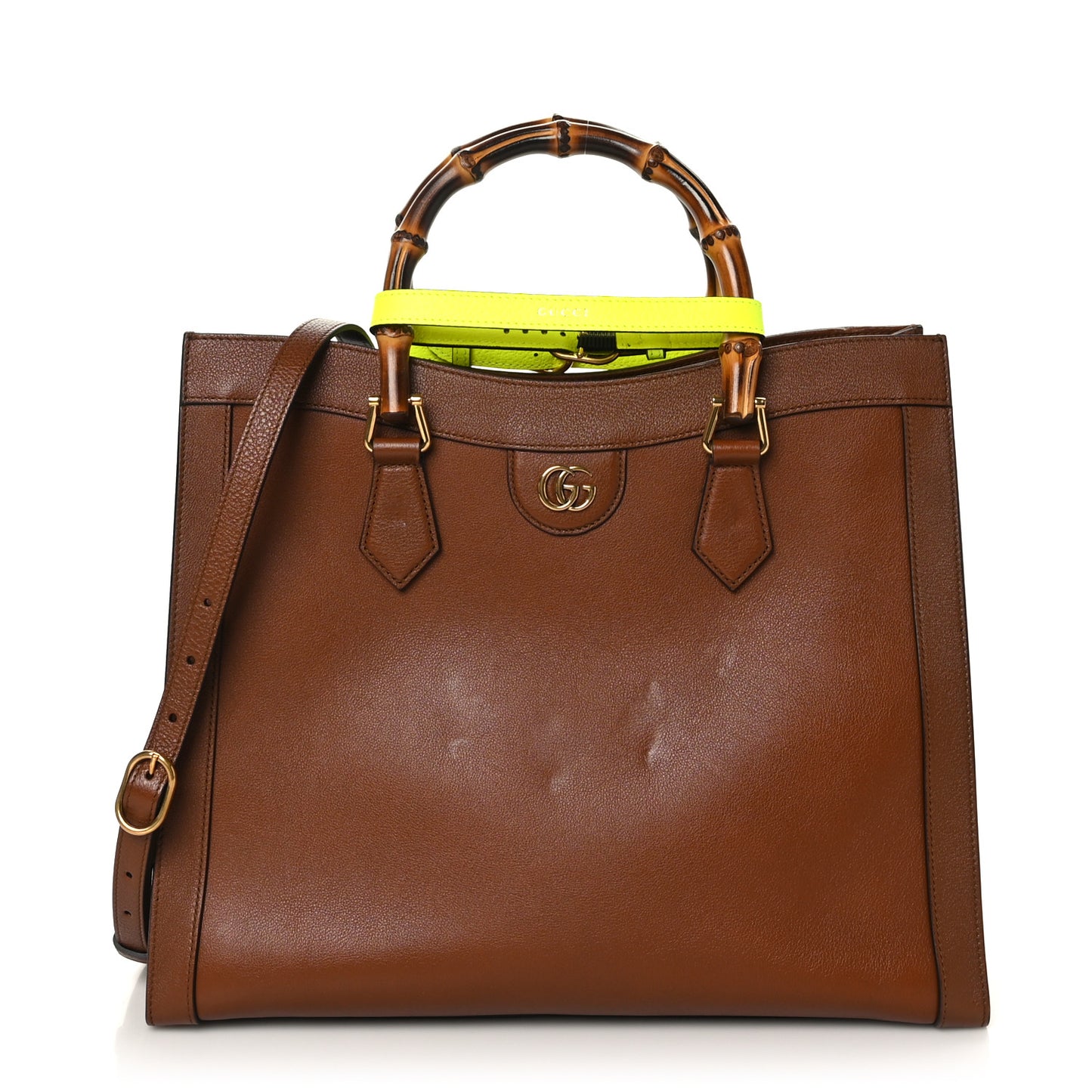 Wonka Grain Calfskin Medium Diana Tote Bag Cuir Yellow Fluo