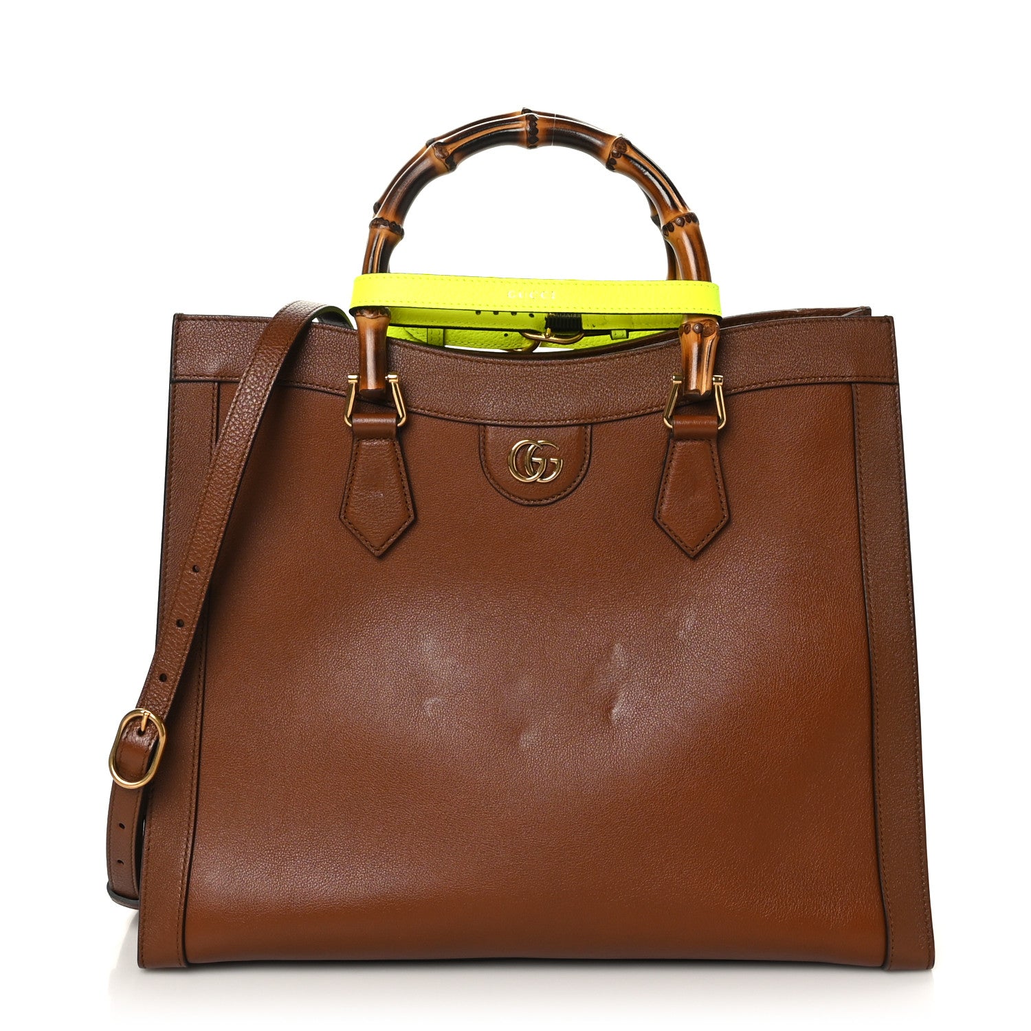 Gucci Wonka Grain Calfskin Medium Diana Tote Bag Cuir Yellow Fluo 1 of 9