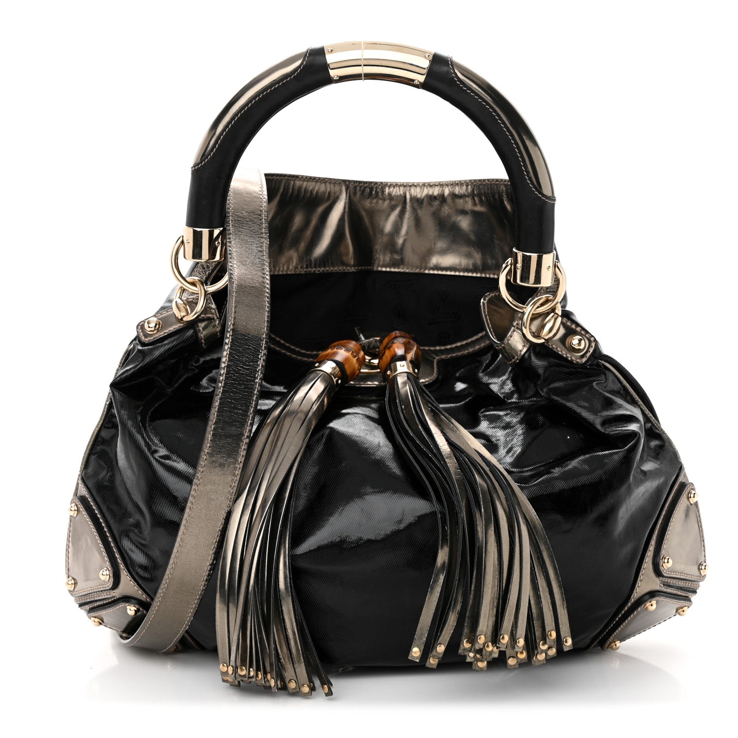 Gucci Coated Canvas Medium Indy Top Handle Hobo Black 1 of 14