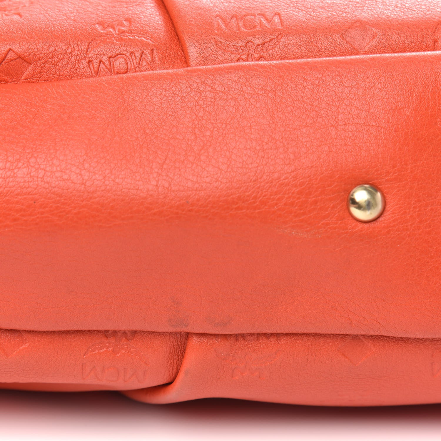 MCM Calfskin Ottomar Monogram Tote Orange 10 of 11