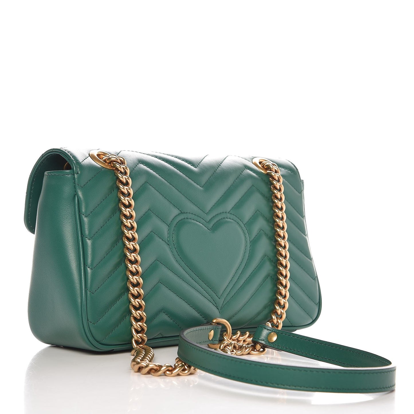 Calfskin Matelasse Small GG Marmont Shoulder Bag Emerald Green