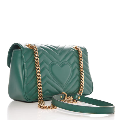 Gucci Calfskin Matelasse Small GG Marmont Shoulder Bag Emerald Green 3 of 8