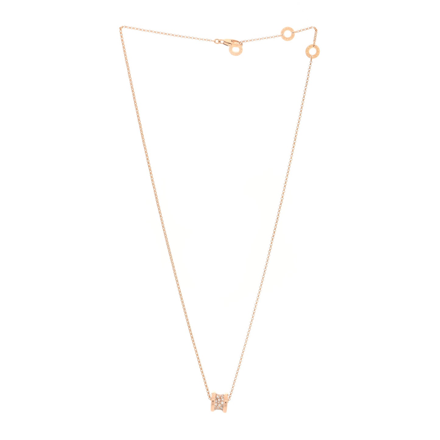 18K Rose Gold Diamond Small B.Zero1 Pave Pendant Necklace